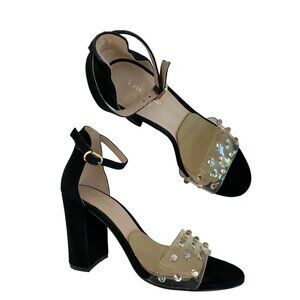 Kate Spade New York Marci Black Sandals Embellished PVC Strap Size 7M 7285